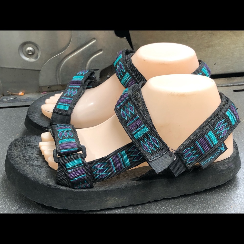 Dockmates Women’s Black/Teal Sport Sandals Size 8 - Picture 4 of 11